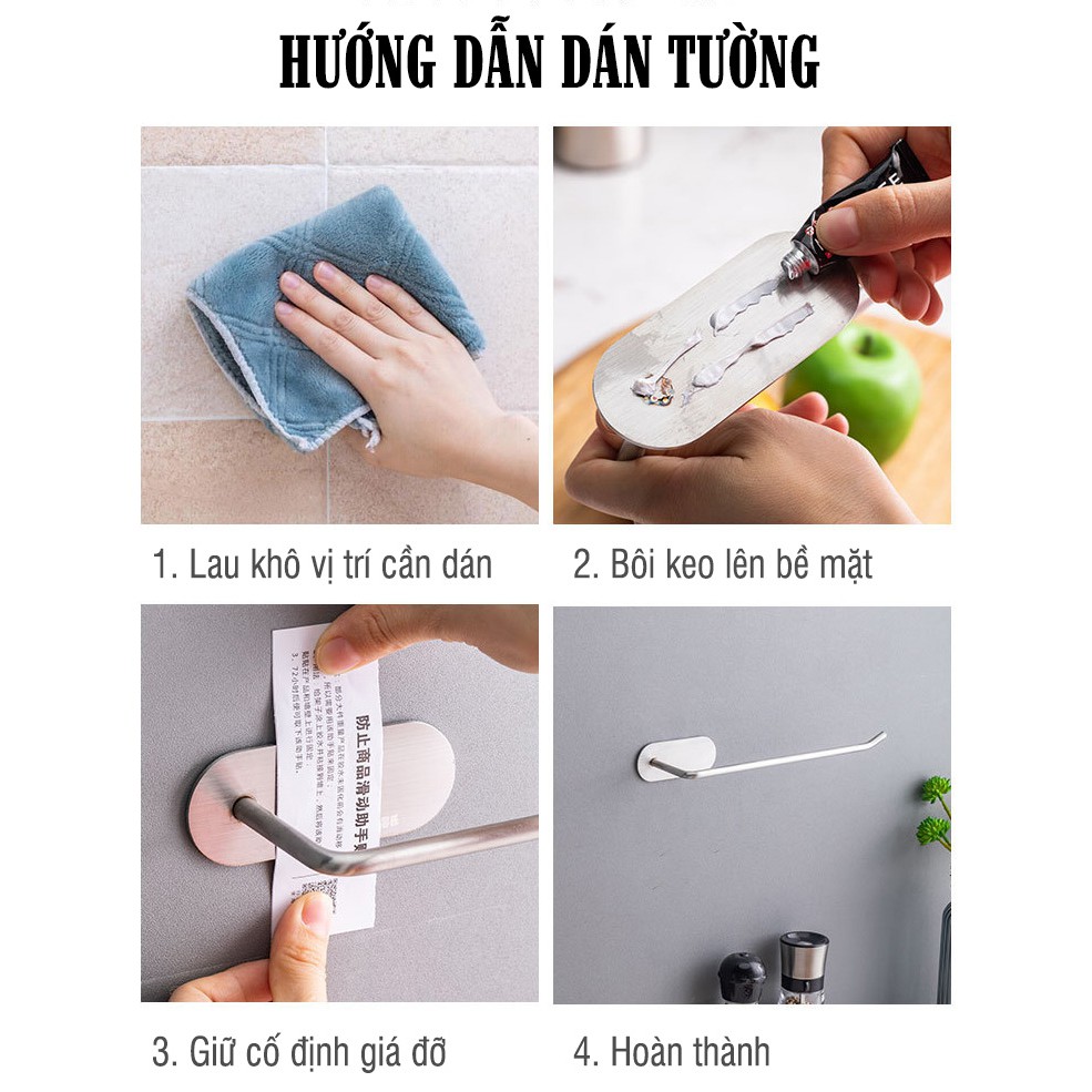 Thanh vắt khăn INOX 304 SIÊU DÍNH/ Thanh treo giấy ăn, giấy vệ sinh nhà bếp đa năng VKIT LE06