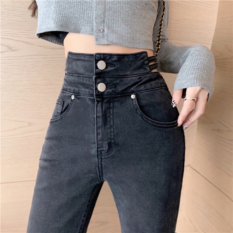 Quần Jeans Skinny lưng cao chất liệu co giãn thời trang mùa thu cho nữ