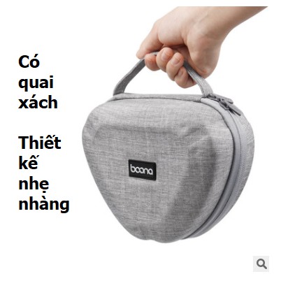 Hộp đựng tai nghe chụp tai phom cứng Baona , thiết kế nhẹ,  thời trang, có quai cầm, chịu va đập. ko