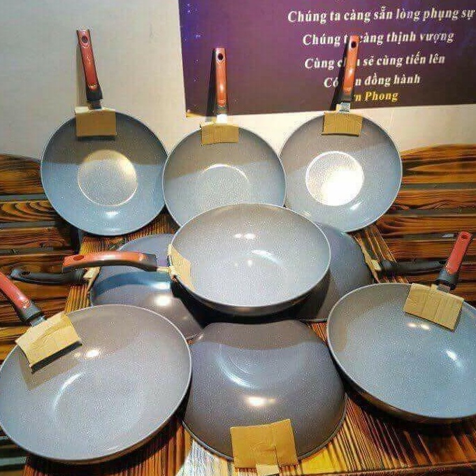 Chảo Chống Dính Vân Đá Ceramic Sâu Lòng Size 32cm không kến bếp giữ nhiệt lâu truyền nhiệt nhanh siêu chống dính Angola