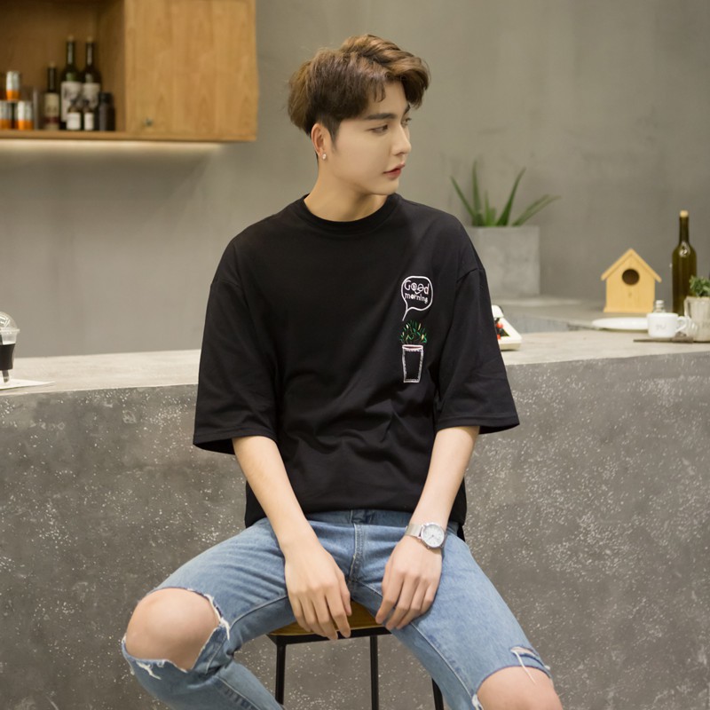 Áo phông nam in good morning form rộng TN23 sợi rễ tre tổng hợp | BigBuy360 - bigbuy360.vn