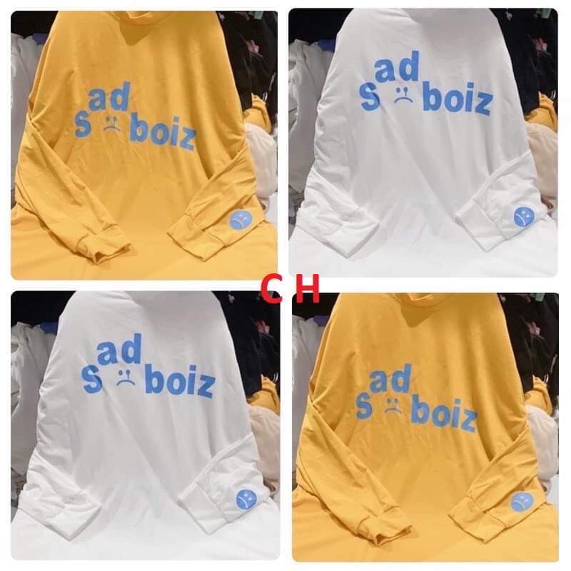 Áo Sweater Nỉ Sadboiz Unisex Chất Nỉ BôngThun dài tay Unisex nam nữChất cotton form &lt;60kgThời trang thu đông