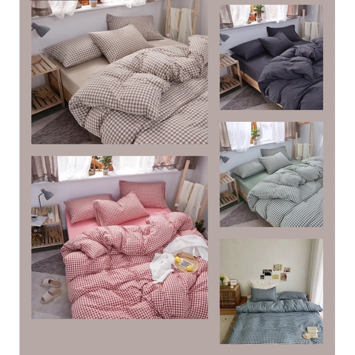 Bộ vỏ chăn ga cotton poly hàng nhập khẩu các mẫu kẻ caro,đủ size ga giường | BigBuy360 - bigbuy360.vn