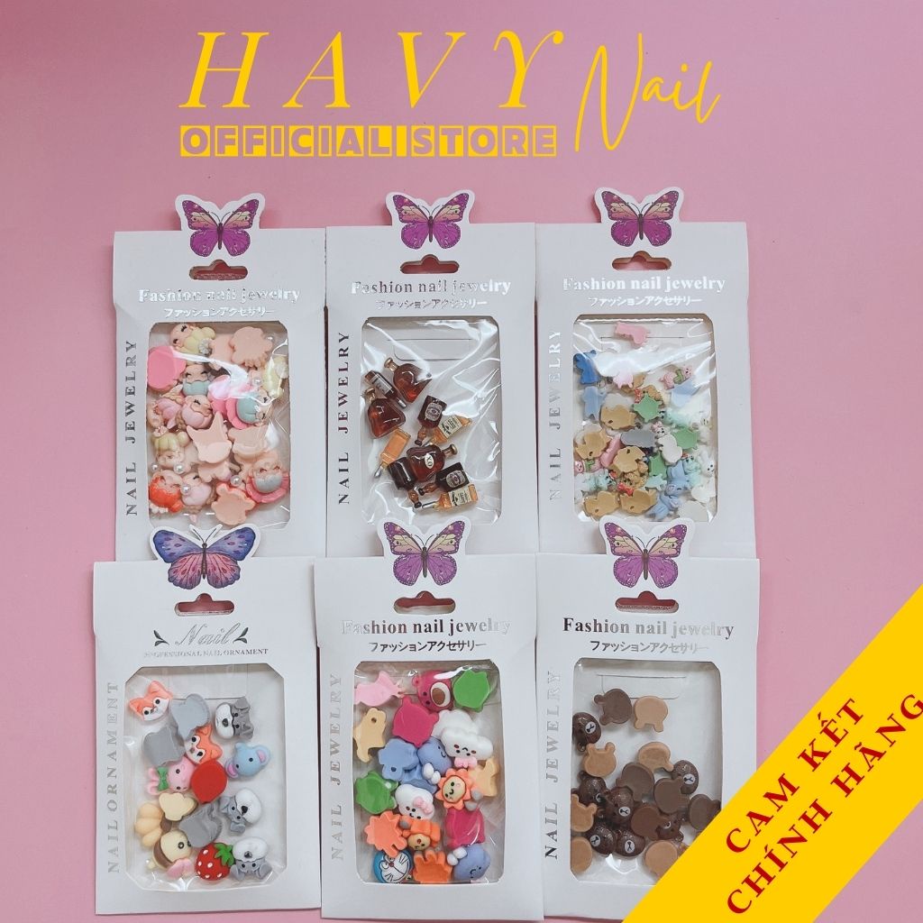 Set Charm Hoạt Hình, Charm Kẹo Mút, Charm Nơ - Charm gắn Móng Cute