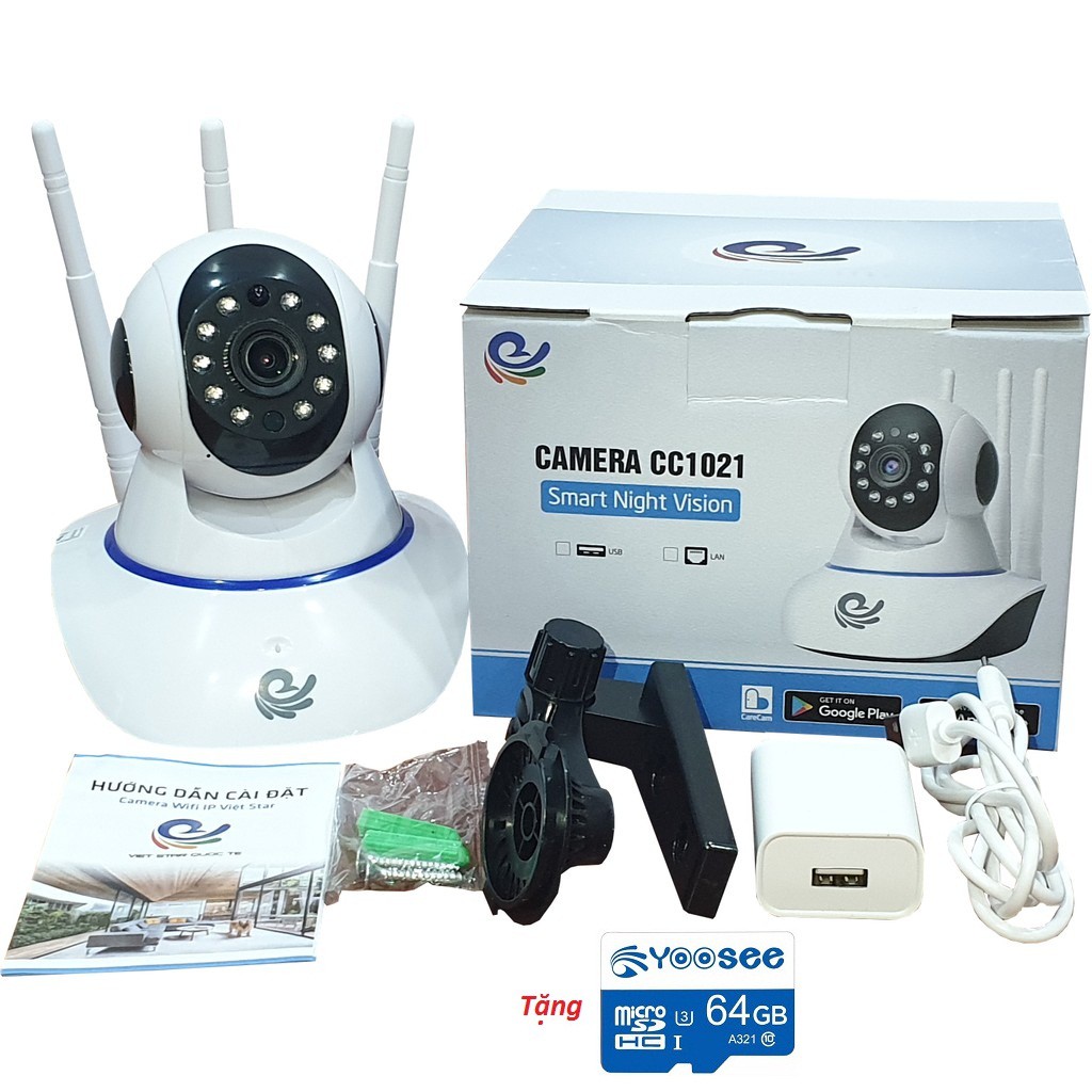 Camera Wifi Full HD 1080P Không Dây Carecam Tặng Thẻ 64g