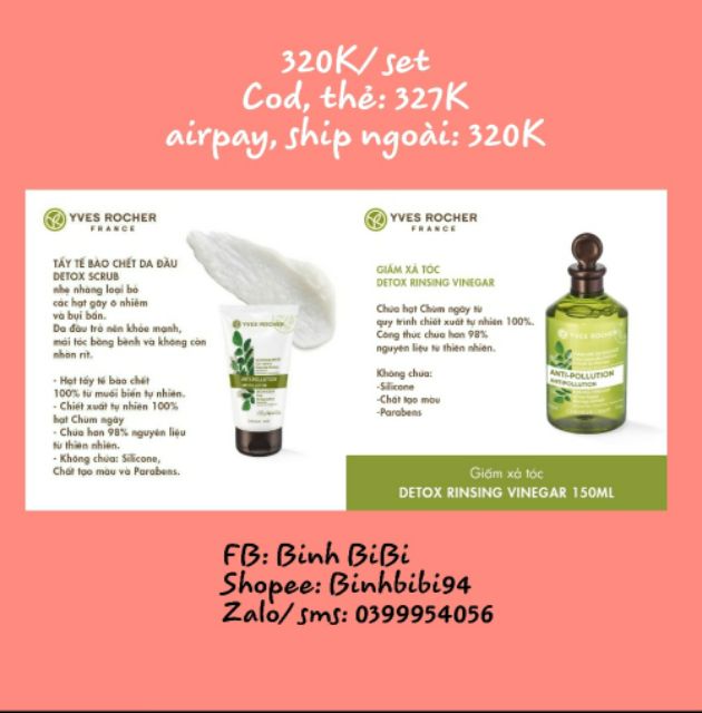 Combo Tẩy tế bào chết và Giấm xả tóc Yves Rocher