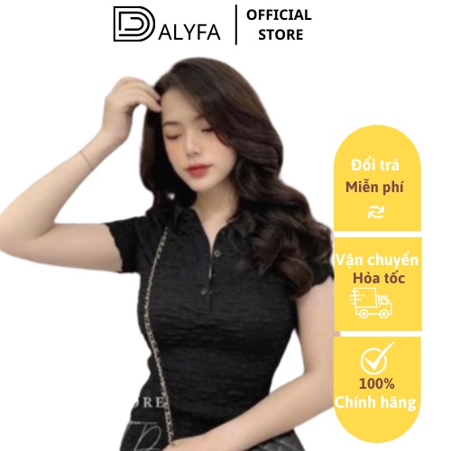 Áo Thun Xốp Ngắn Tay DALYFA Áo Phông Cổ V Điệu Đà CD032