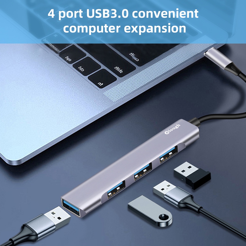 Trạm sạc Elough mini 4 cổng trong 1 USB C sang USB 3.0 2.0 thích hợp cho Macbook