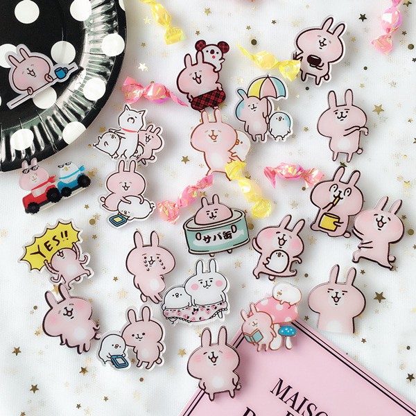 Huy Hiệu Cài Áo, Pin Cài Áo, Balo Hình Kanahei Pisuke Usagi Nhựa Dễ Thương Ngộ Nghĩnh