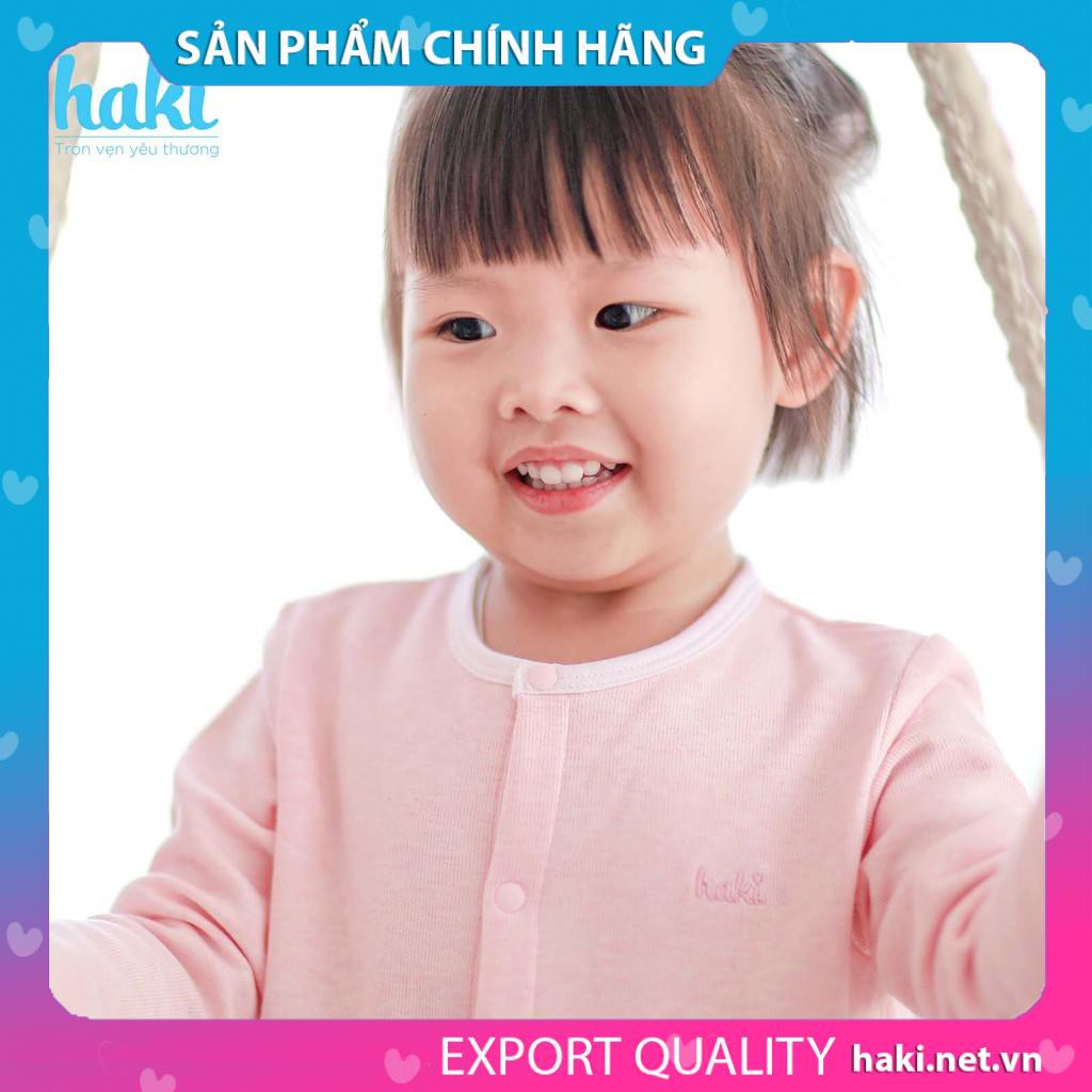 Bộ quần áo dài tay cài giữa hai túi ốp Melange Cotton cao cấp cho bé HAKI BC003