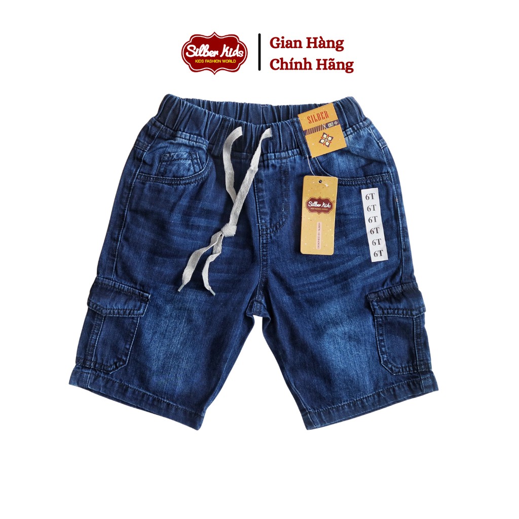 Quần Jeans Lửng Bé Trai 10-45kg Phối Túi Hộp Dây Rút SILBER KIDS