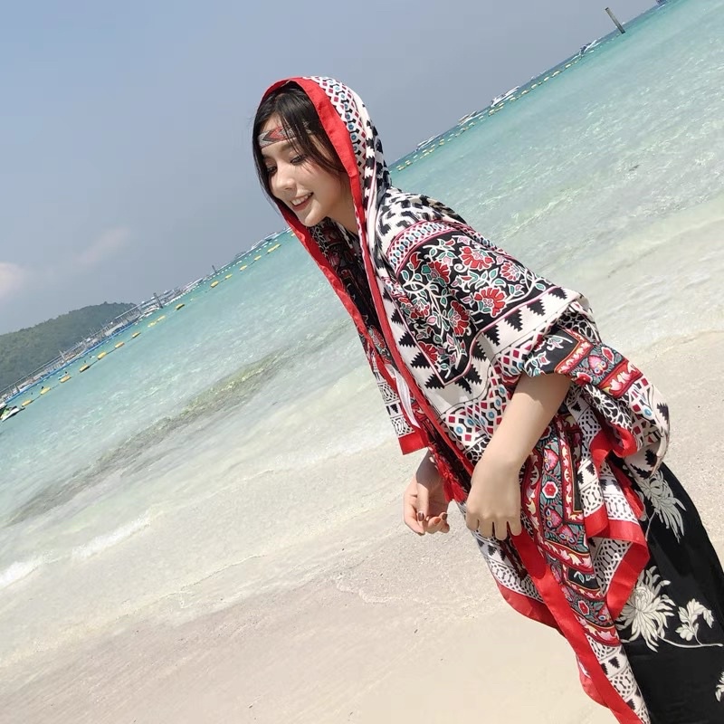 Khăn choàng cổ in thổ cẩm du lịch size 90x180cm