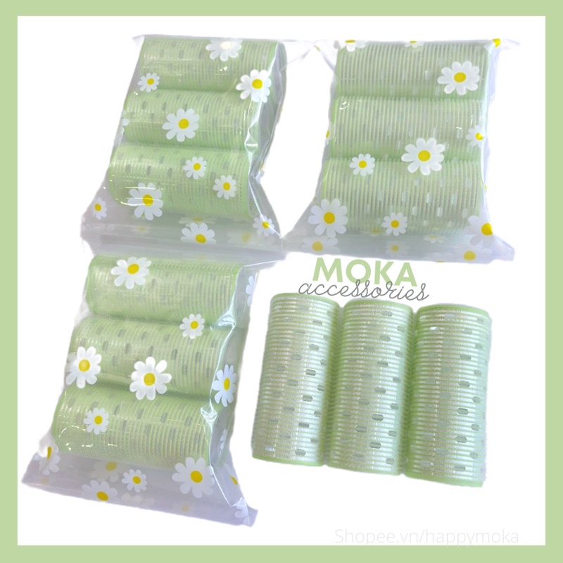 1 chiếc lô cuốn tóc lõi nhôm xanh bơ 12x5cm Moka
