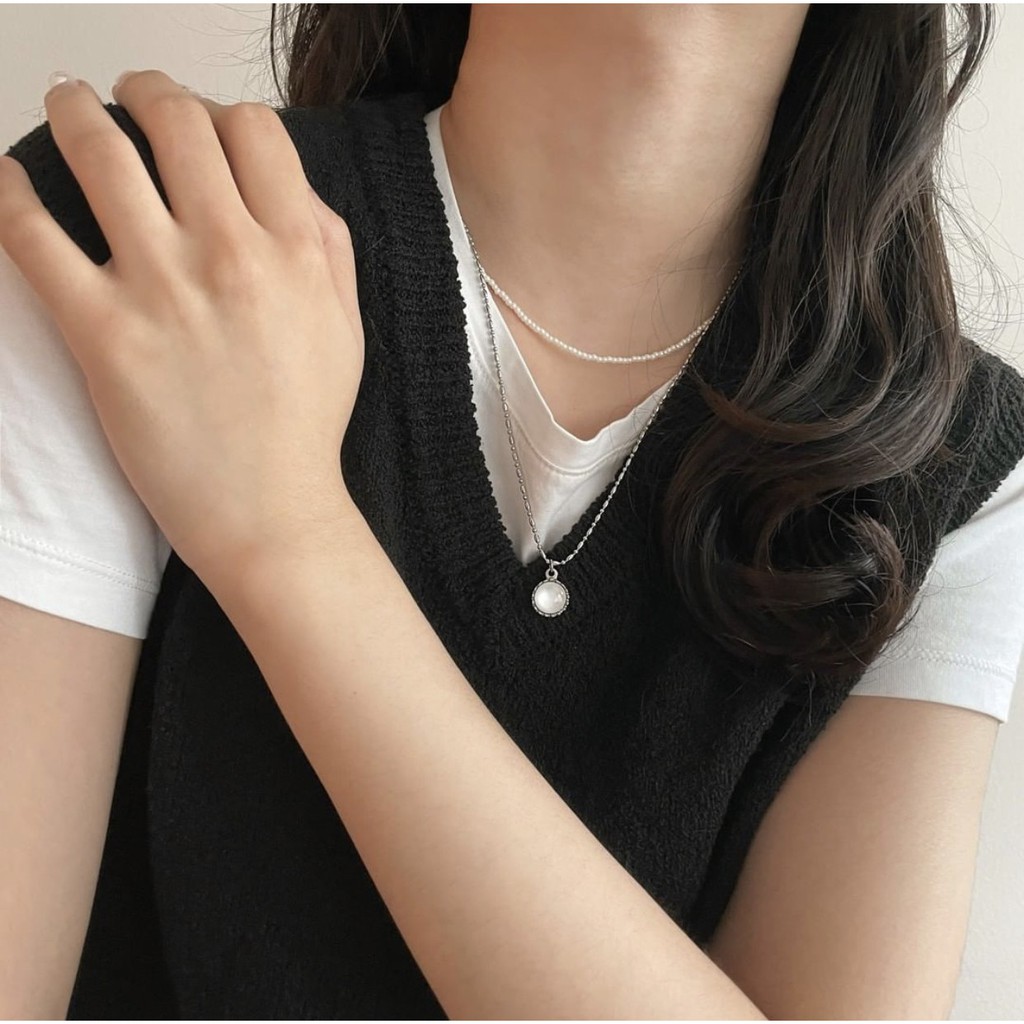 Vòng cổ choker ngọc trai nhân tạo thời trang phong cách Hàn Quốc