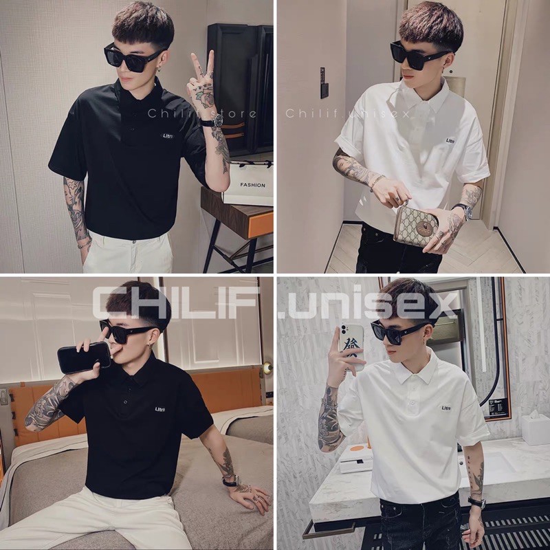 Áo Thun POLO LITRN thêu cổ unisex nam nữ như hình đẹp cực