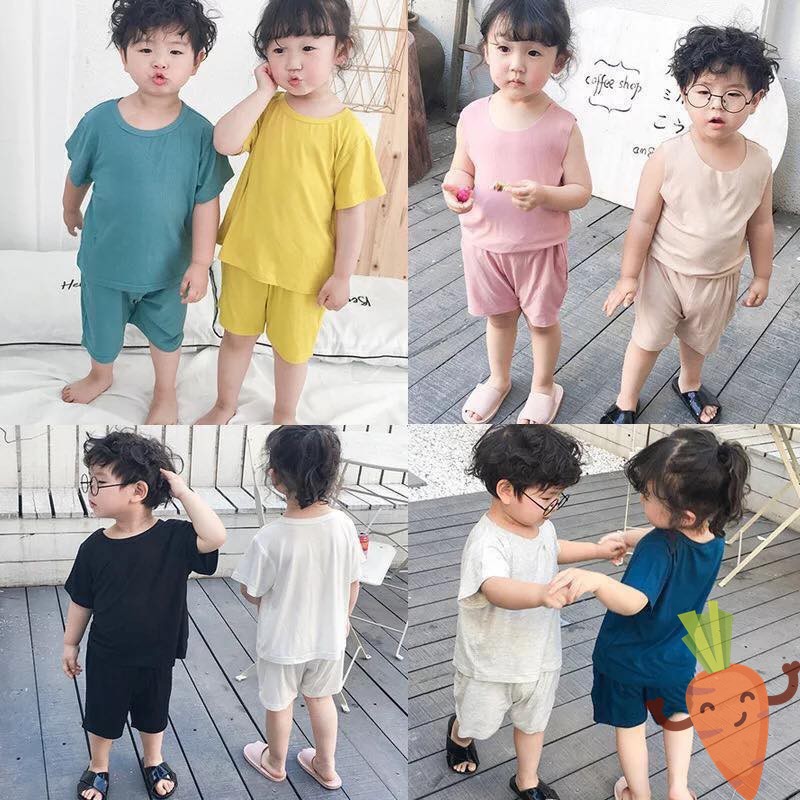 SALE!!! Bộ Cộc Tay Chất Thun Lạnh Cho Bé Trai Bé Gái, Bộ Hè Cho Bé Minky Mom MKM21-01