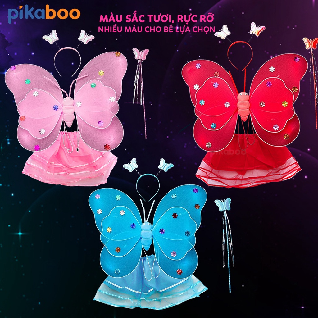 Bộ váy cánh tiên Pikaboo cho bé gái xinh xắn, hoạ tiết và màu sắc sinh động, chất liệu dày dặn an toàn