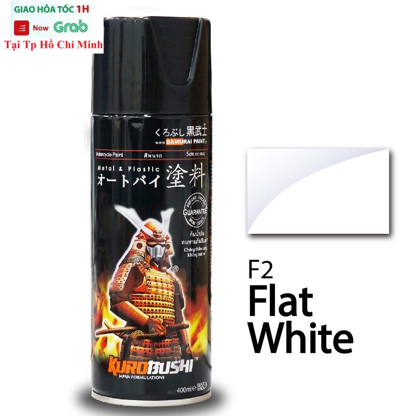 Sơn Xịt Xe Máy Samurai Màu Trắng Mờ F2 - Flat White Chính Hãng