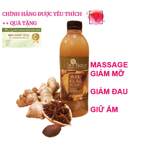 Rượu Gừng Hạ Thổ I'm Nature Giúp Giảm Mỡ - Đánh Gió - Phòng Ngừa Cảm Cúm 500ml