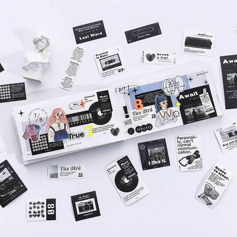 Bộ 20 tờ nhãn dán trang trí sổ tay sáng tạo phong cách Hàn Quốc