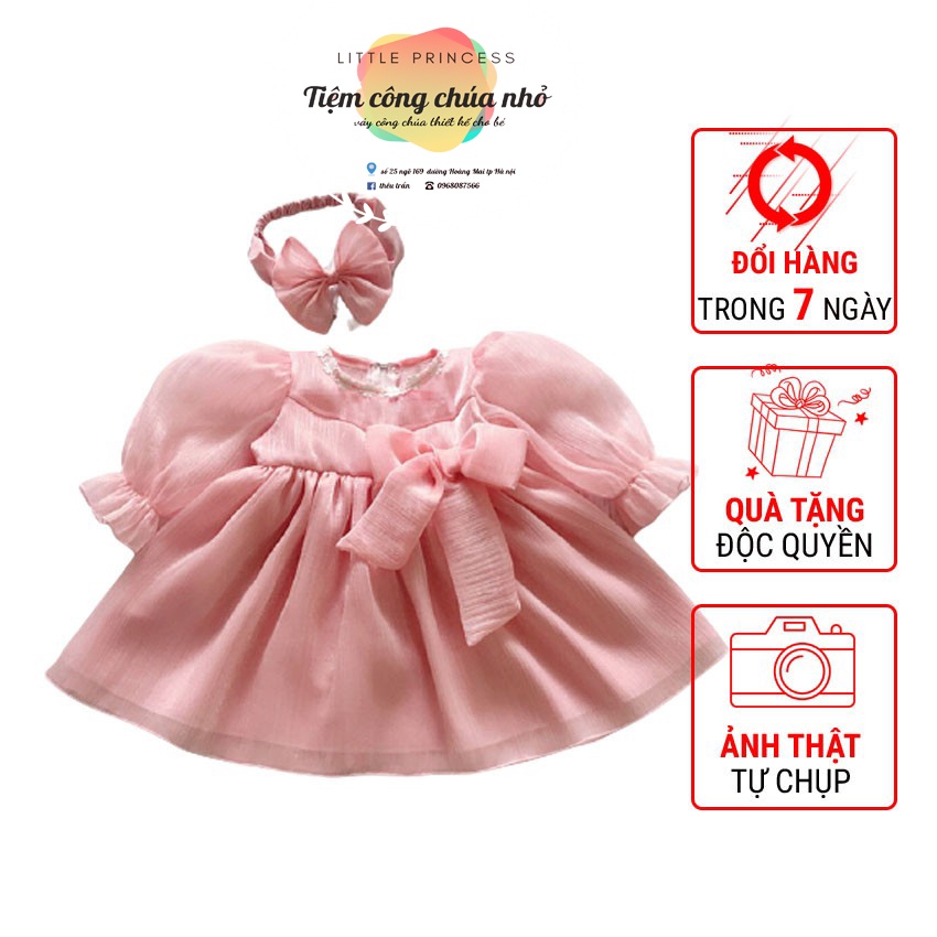 Đầm Công chúa bé gái sơ sinh đến 10 tuổi màu hồng dáng xòe Thích hợp đi chơi dự tiệc Batory Store