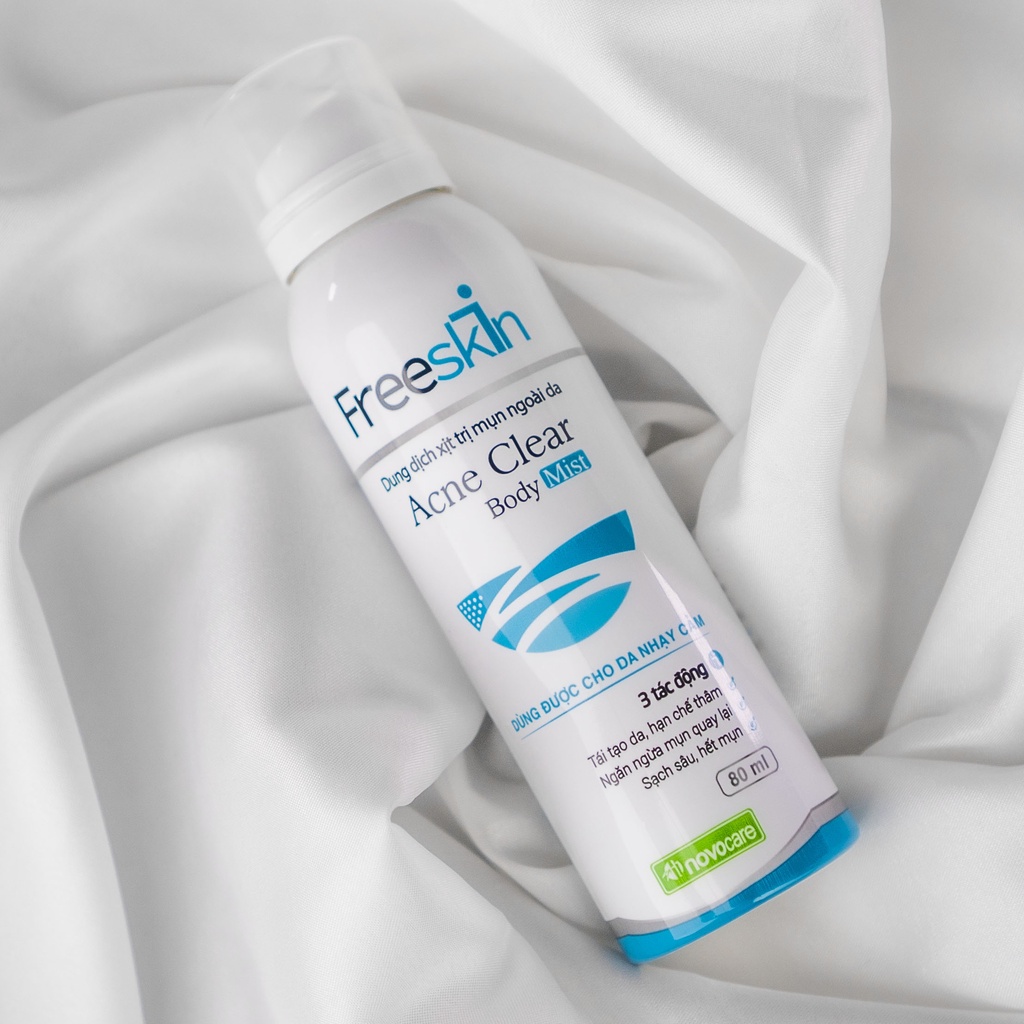 Xịt mụn lưng mờ thâm mụn freeskin 80ml chai xịt giảm mụn lưng body ngực mông chân cánh tay - junlee làm đẹp chính hãng