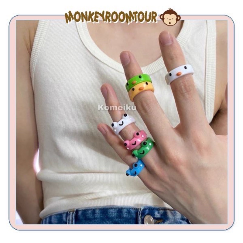 Nhẫn nhựa resin hình gấu, gà,ếch 🐻🐤🐸 dễ thương xinh xắno
