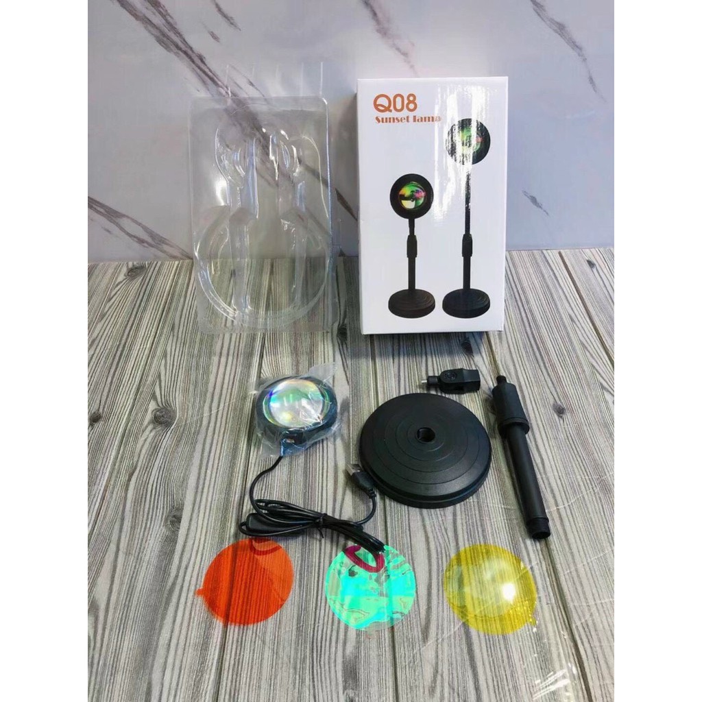 Đèn led hoàng hôn  Q08- Đèn sunset cầu vồg tích hợp 4 màu trang trí nội thất, quán cafe, chụp hình,quay TikTok hot trend