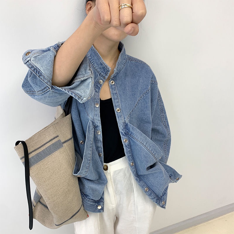 Áo Khoác Jeans Nữ Dáng Rộng Thời Trang Phong Cách Hàn Quốc