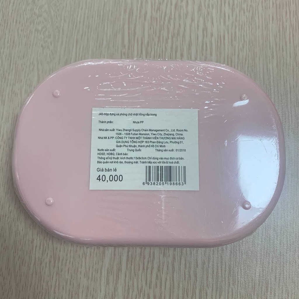 Hộp đựng xà phòng oval hồng nắp trong nhựa PP
