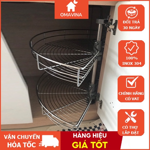 Mâm Xoay Góc 1/2  INOX 304 Tủ Bếp Chính Hãng - Có Thợ Lắp Đặt