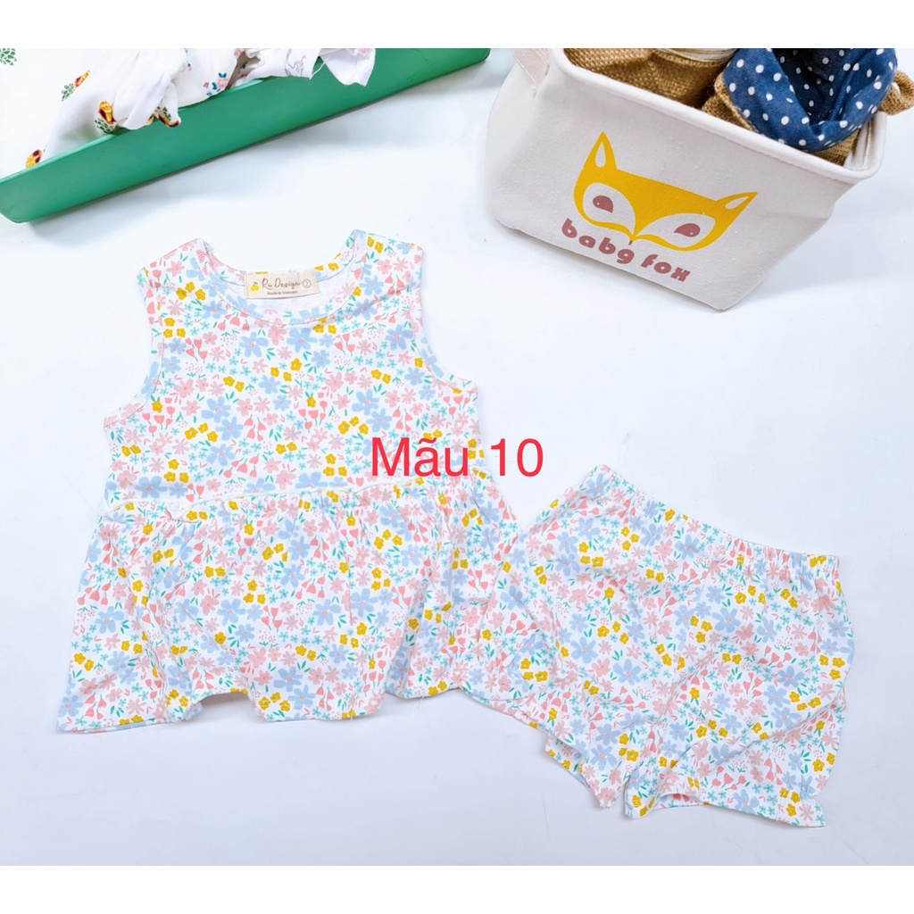 Bộ cotton thun sát nách phối babydoll siêu đáng yêu HM110