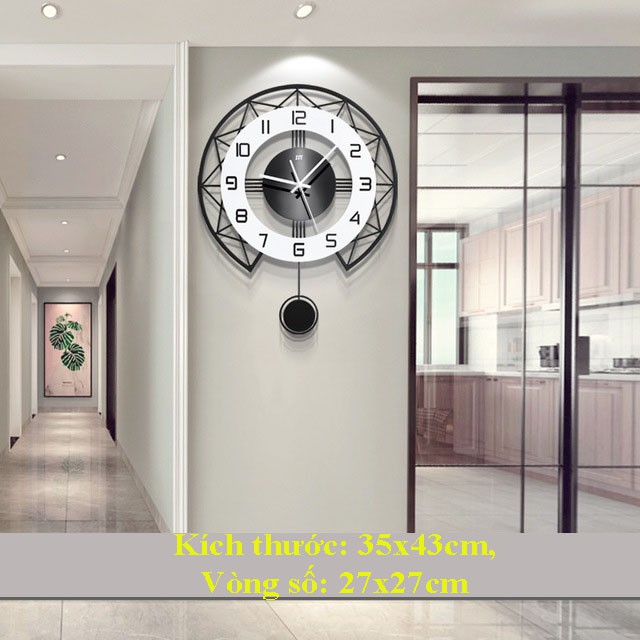 Đồng hồ treo tường, đồng hồ trang trí quả lắc nghệ thuật đẹp phong cách châu âu
