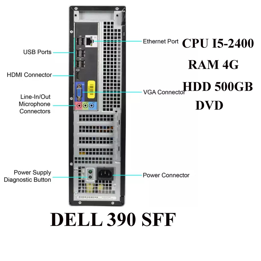 Máy tính đồng bộ Dell Optiplex 390 SFF văn phòng - Dell 390 G840,I3-2120,I5-2400