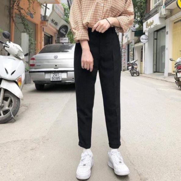 Quần baggy tây lưng cao trơn dài và lửng . '