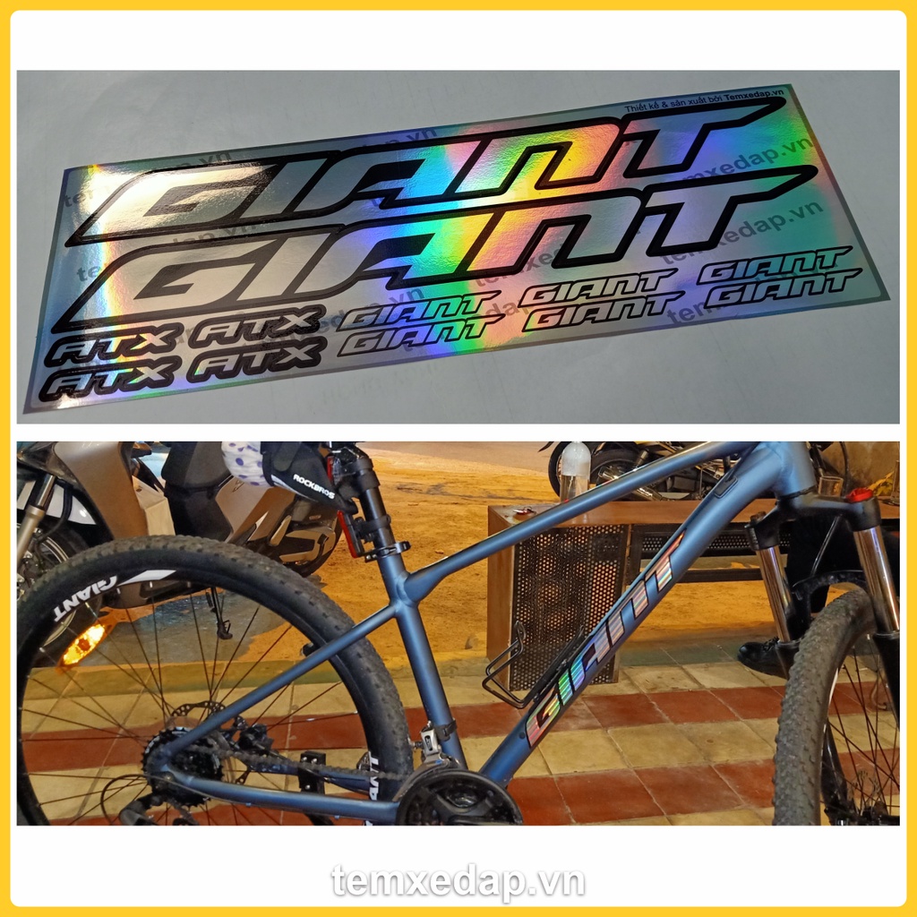 Tem decal 7 màu dán sườn xe đạp địa hình GIANT ATX 810 2022 | Hologram GIANT MTB Frame decal | CycleWrap