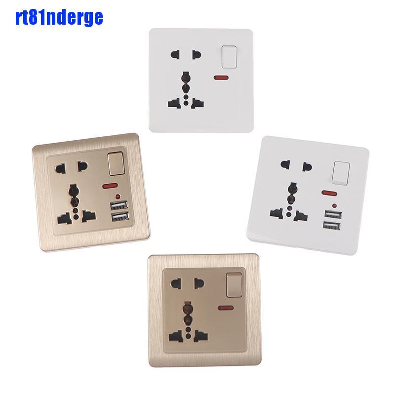 Ổ Cắm Điện Gắn Tường Có Công Tắc Đèn LED 5 Lỗ Cắm USB