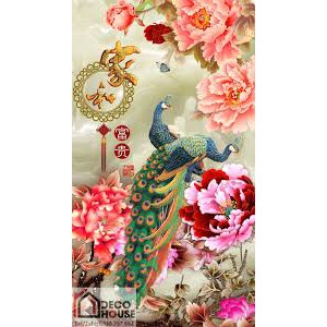 tranh đính đá toàn bộ bức tranh công hoa mẫu đơn cực đẹp