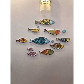 Bộ cá trang trí Color fishes gắn tường phong cách Hiện Đại, có sẵn lớp kéo dính 3M chắc chắn