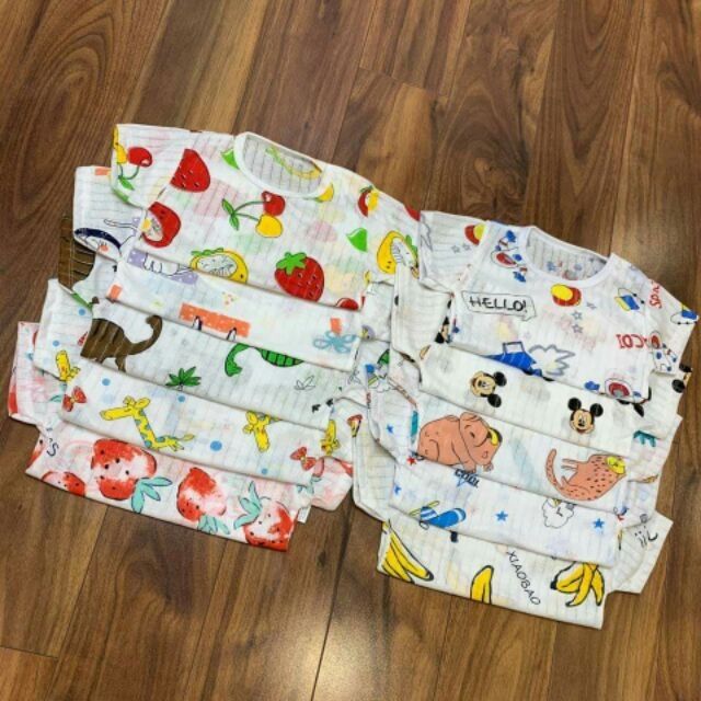 {cài vai} Sét 5 bộ cotton giấy cho bé 9_13kg