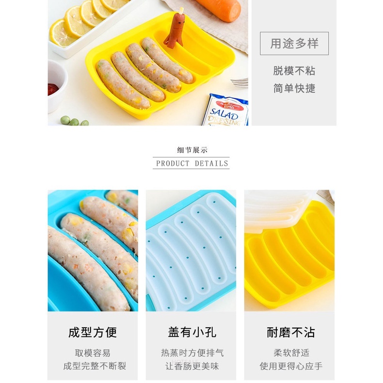 Khuôn silicone làm xúc xích 6 ngăn tiện lợi cho nhà bếp