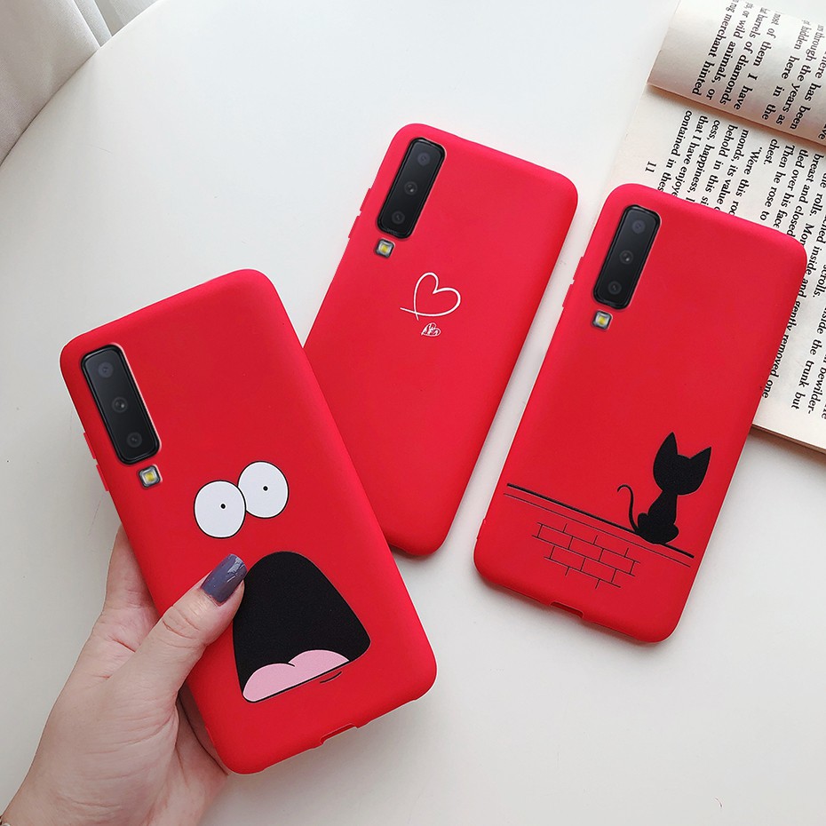 Ốp điện thoại tpu silicon mềm họa tiết trái tim cho Samsung Galaxy A7 2018 A750