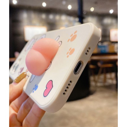 Ốp lưng iPhone 6 đến 12 Pro max hoạt hình lợn, chuột micky mông quả đào Hồng kute viền vuông bảo vệ camera