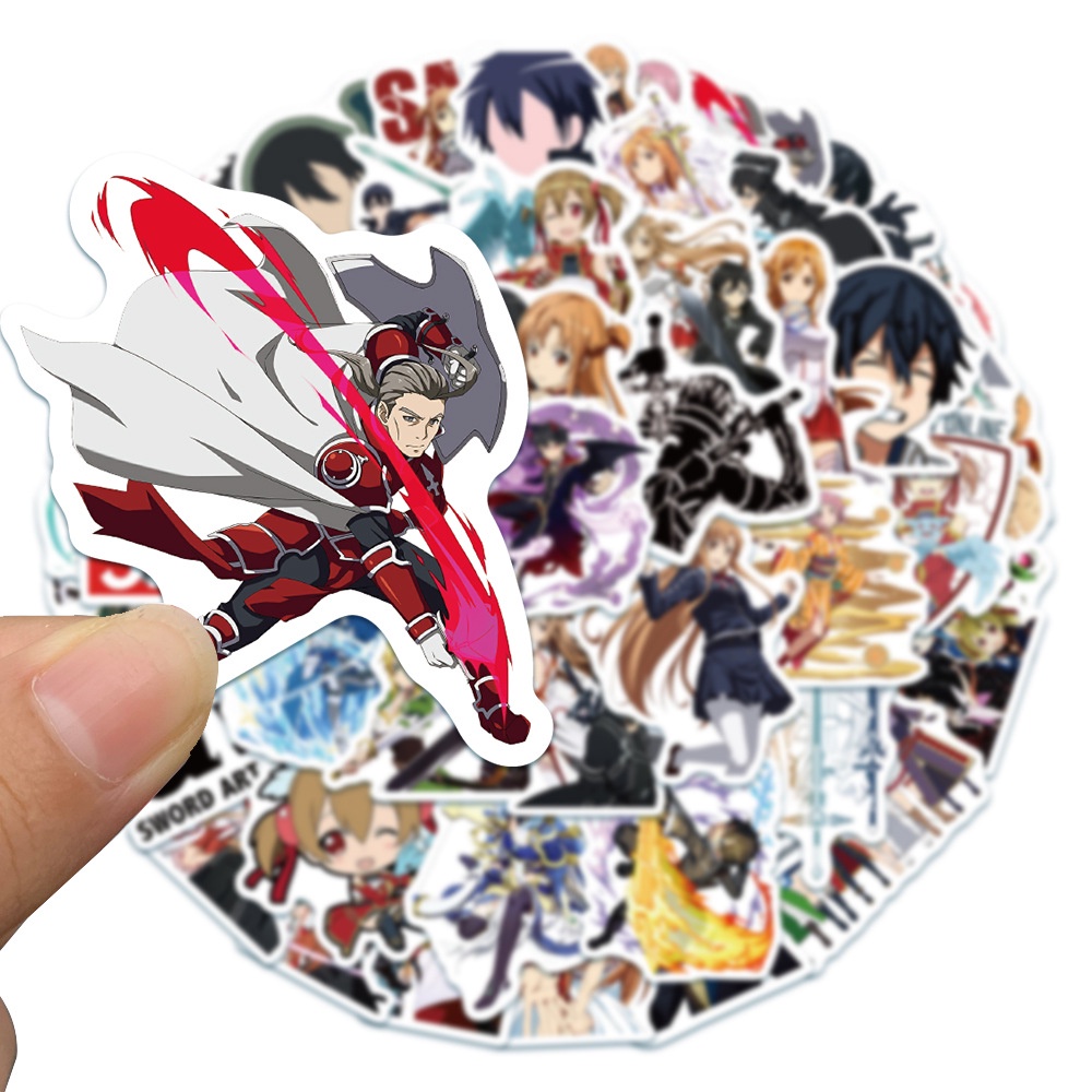 Bộ 50 Miếng Dán Hình Anime Sword Art Online Chống Thấm Nước Trang Trí Vali/Laptop