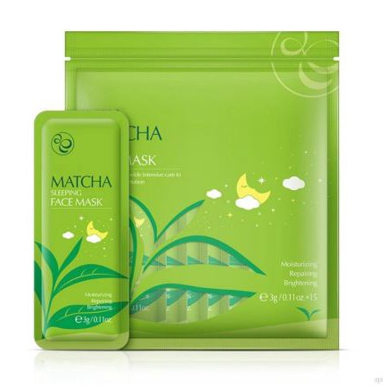 Túi 15 gói mặt nạ ngủ trà xanh xóa mụn cấp ẩm mịn da Matcha LaiKou