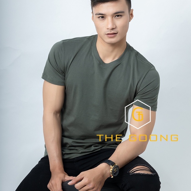 Áo Phông Trơn Nam TheGoong Cổ Tròn, Áo Thun Trơn Basic Cotton Cao Cấp Hàng Hiệu Không Cổ Thoáng Mát Tay Ngắn Màu Oliu | BigBuy360 - bigbuy360.vn
