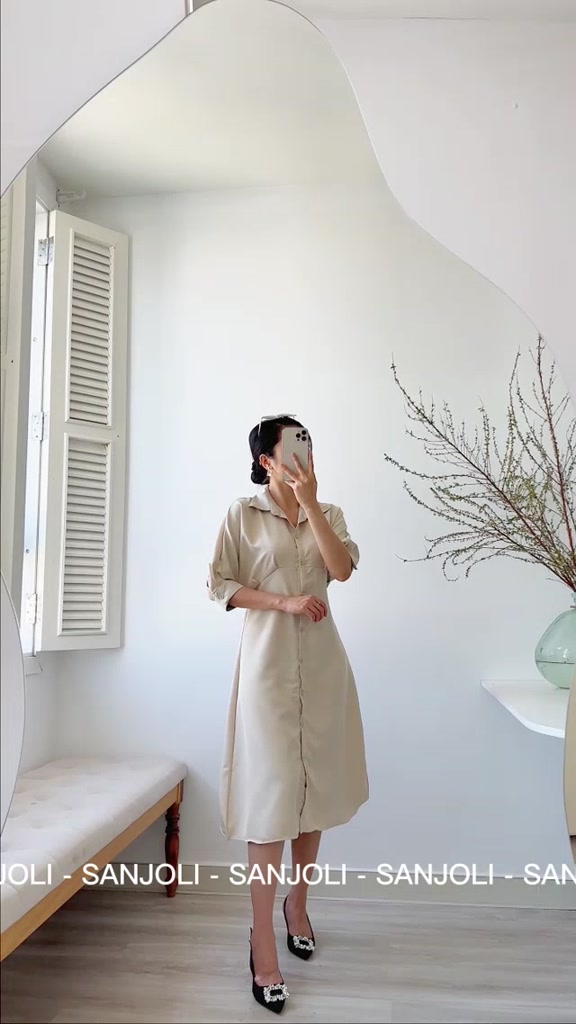 Đầm Dự Tiệc Sơ Mi Nữ SANJOLI Váy Tiểu Thư Maxi Dáng Dài Suông Thiết Kế Thắt Eo Tay Phồng Chất Lụa Hàn Quốc Cao Cấp VD006 | BigBuy360 - bigbuy360.vn