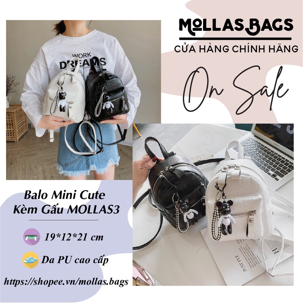 [FULLBOX] Balo Mini Cute Kèm Gấu MOLLAS.BAGS3