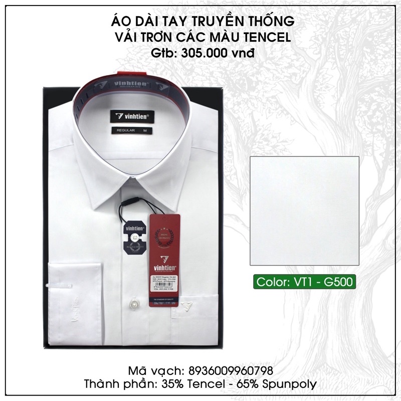 Áo Sơ Mi Dài Tay Trắng Form Regular Vĩnh Tiến 305