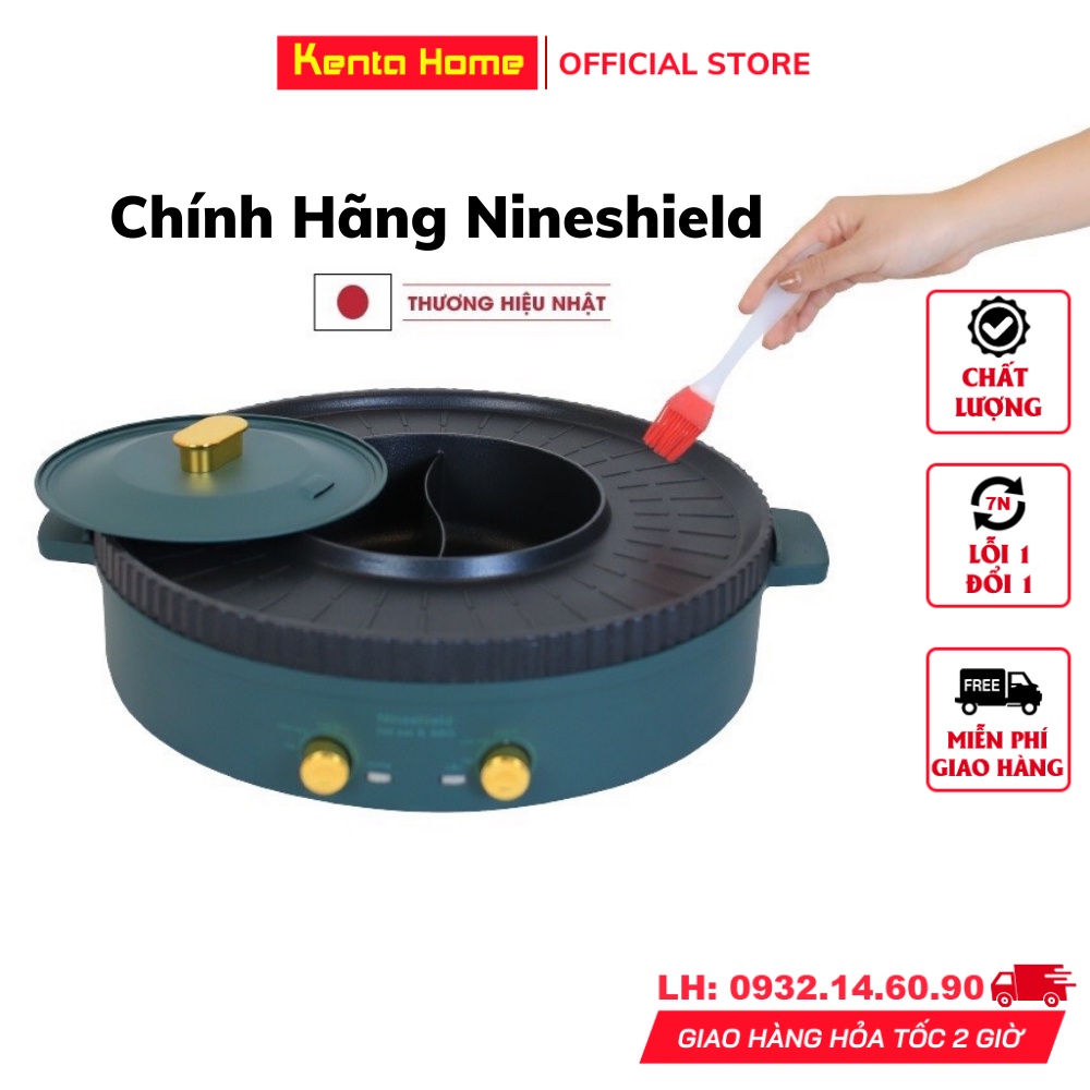 Bếp lẩu nướng kết hợp 2 in 1, Bếp lẩu nướng đa năng cao cấp có thể ăn lẩu nướng đồng thời dễ vệ sinh với men chống dính